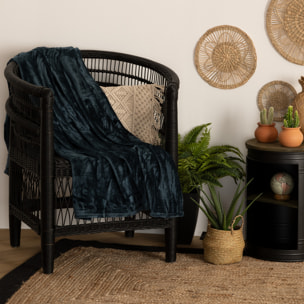 Plaid "Ollis" en flanelle bleu égéen 125x150cm