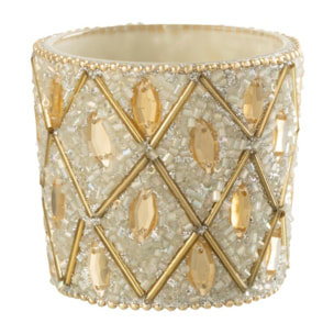 J-Line photophore - verre/Perles - blanc/or - small