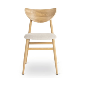 Lot de 2 chaises de salle a manger style scandinave en bois "Lumbra" - Beige