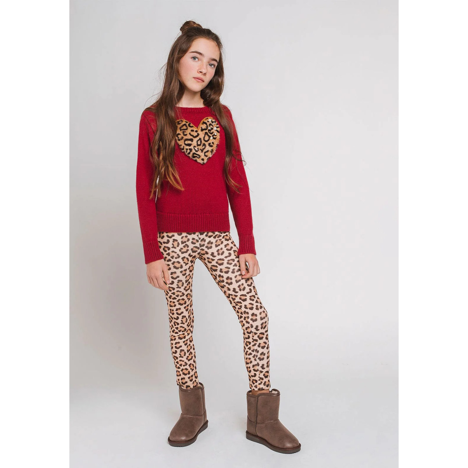 Leggings in neoprene leopardato per ragazze