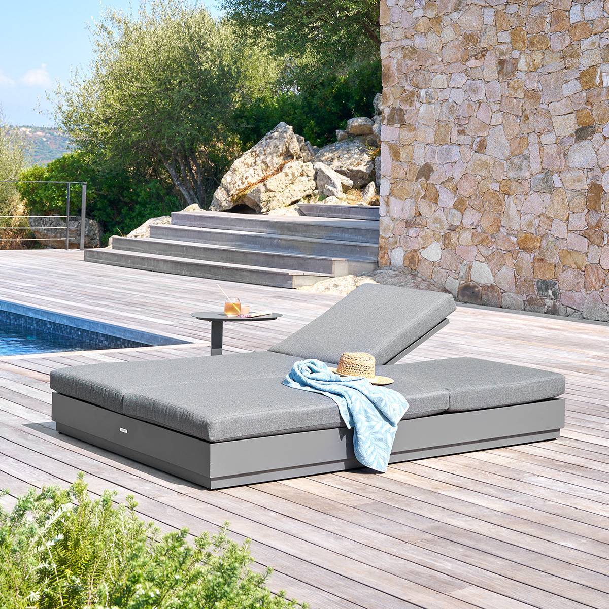 Lit de piscine Allure gris graphite