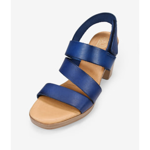 Sandalias de piel marino con tacón efecto madera