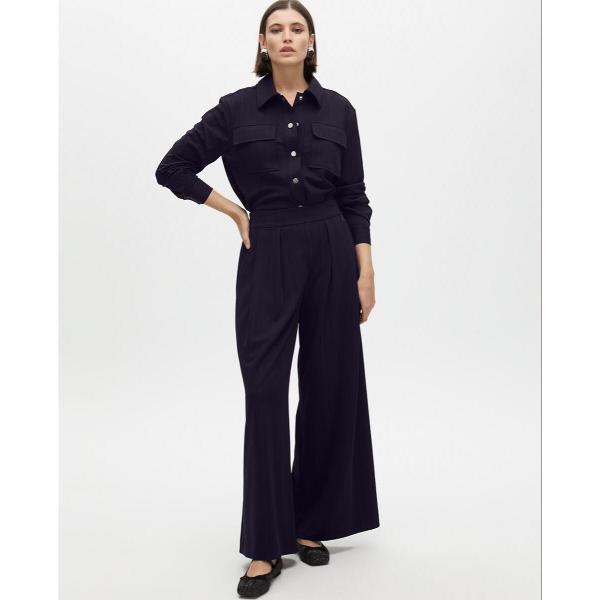 Camicia a Righe Lamé con Tasche