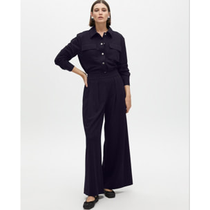 Camicia a Righe Lamé con Tasche