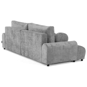 Nelly - canapé d'angle droit 4 places convertible avec coffre en velours texturé - Gris