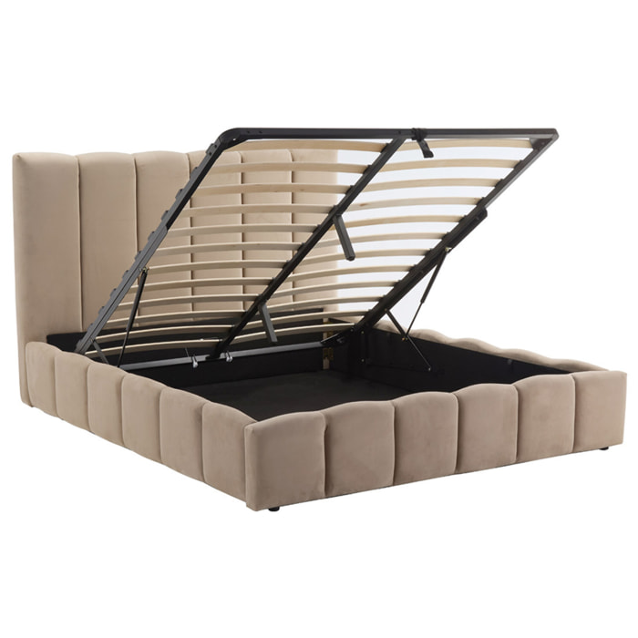 Mermaid - lit coffre - 160x200 cm - en velours - sommier inclus - Taupe