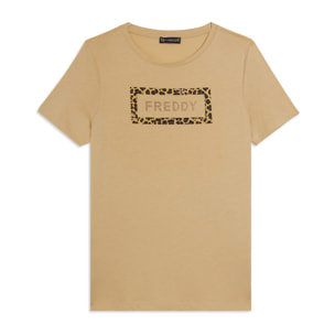 T-shirt Manica Corta con Grafica Animalier e Logo FREDDY
