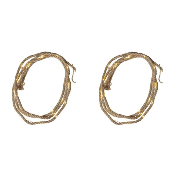 Lot de 2 cordes lumineuses décoration noël en jute 200cm - LUCA