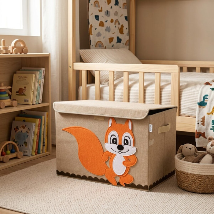Boîte de rangement en tissu pour enfant "écureuil" avec couvercle Lifeney