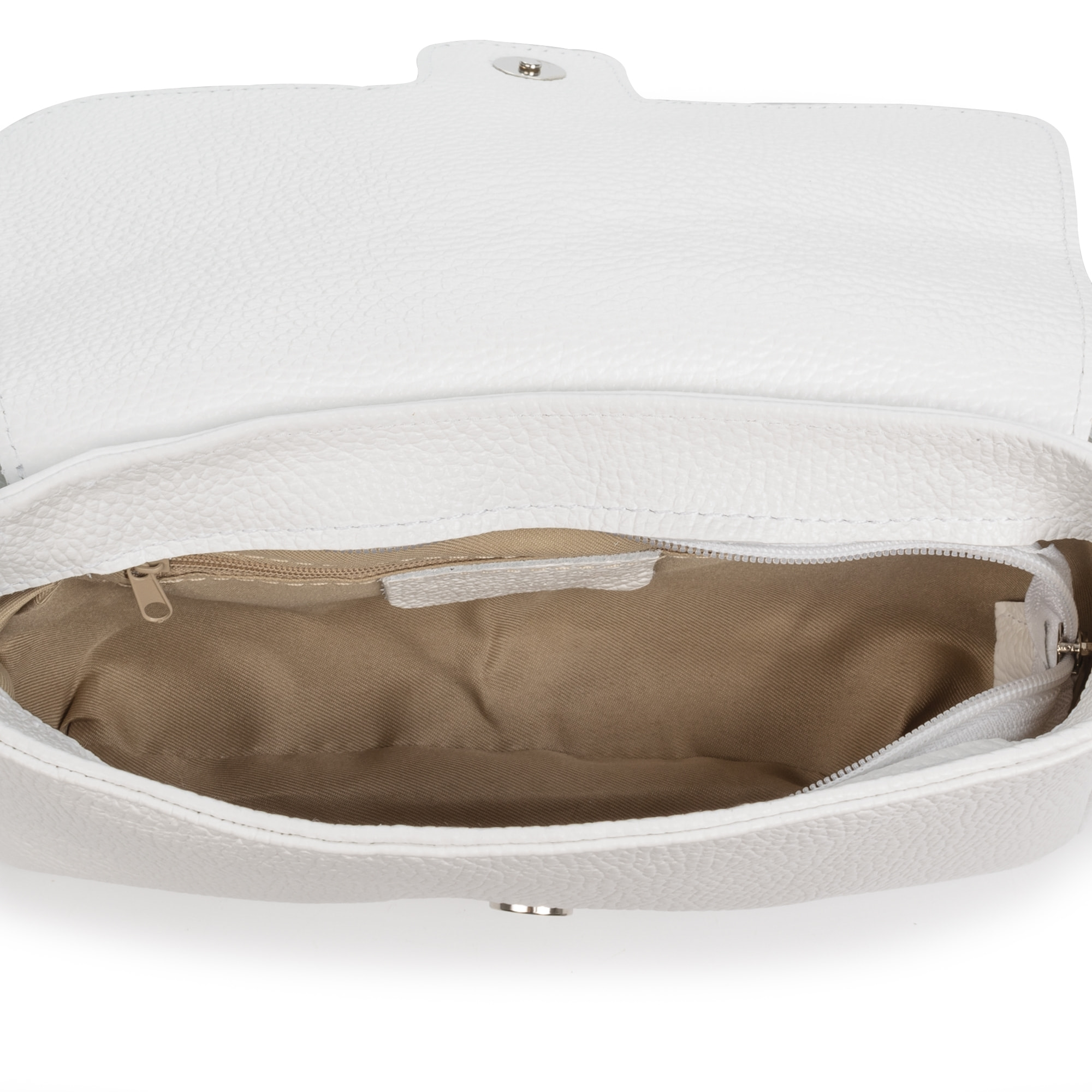 FIRENZE ARTEGIANI Arcade bolso bandolera mujer. Piel auténtica acabado Dollaro. Fabricado en Italia 26x6x15 Cm. Color: Blanco