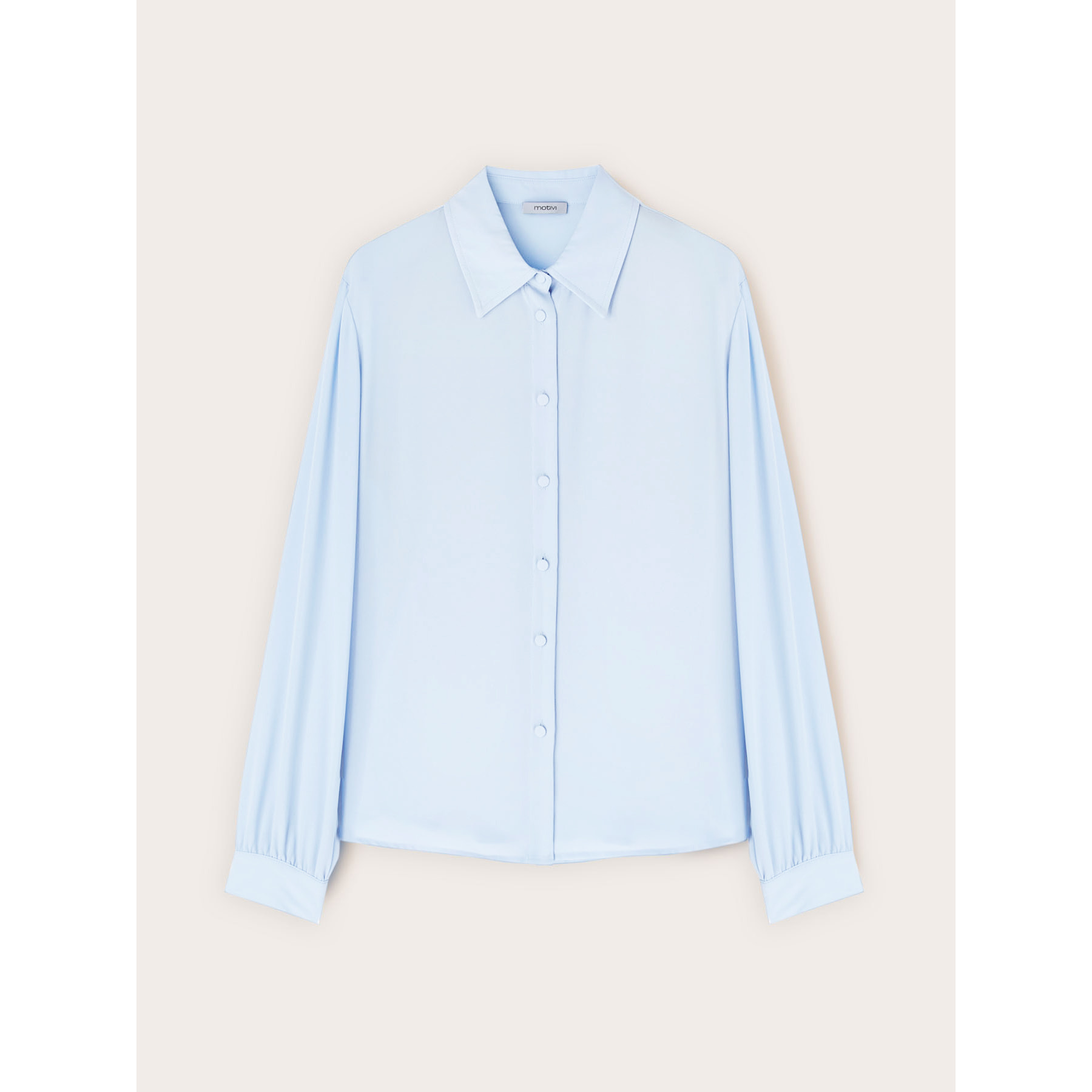 Motivi - Camicia in crêpe de chine con colletto classico - Azzurro
