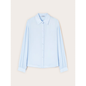 Motivi - Camicia in crêpe de chine con colletto classico - Azzurro