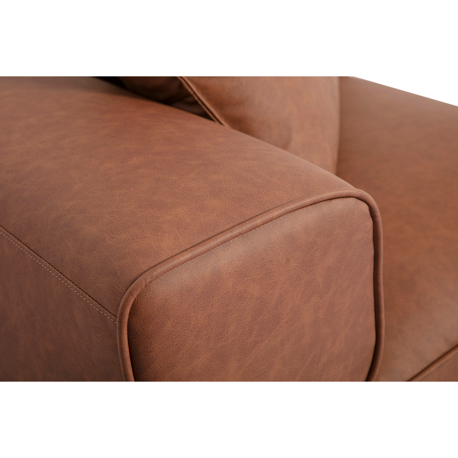 Module d'angle droit pour canapé en cuir marron FERGUS
