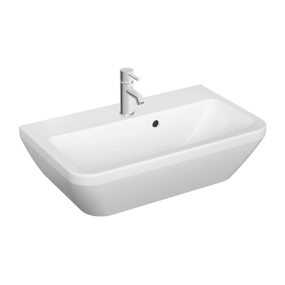 Integra Lavabo suspendu 60x36 cm avec trou pour robinetterie au milieu, Blanc (7088-003-0001)