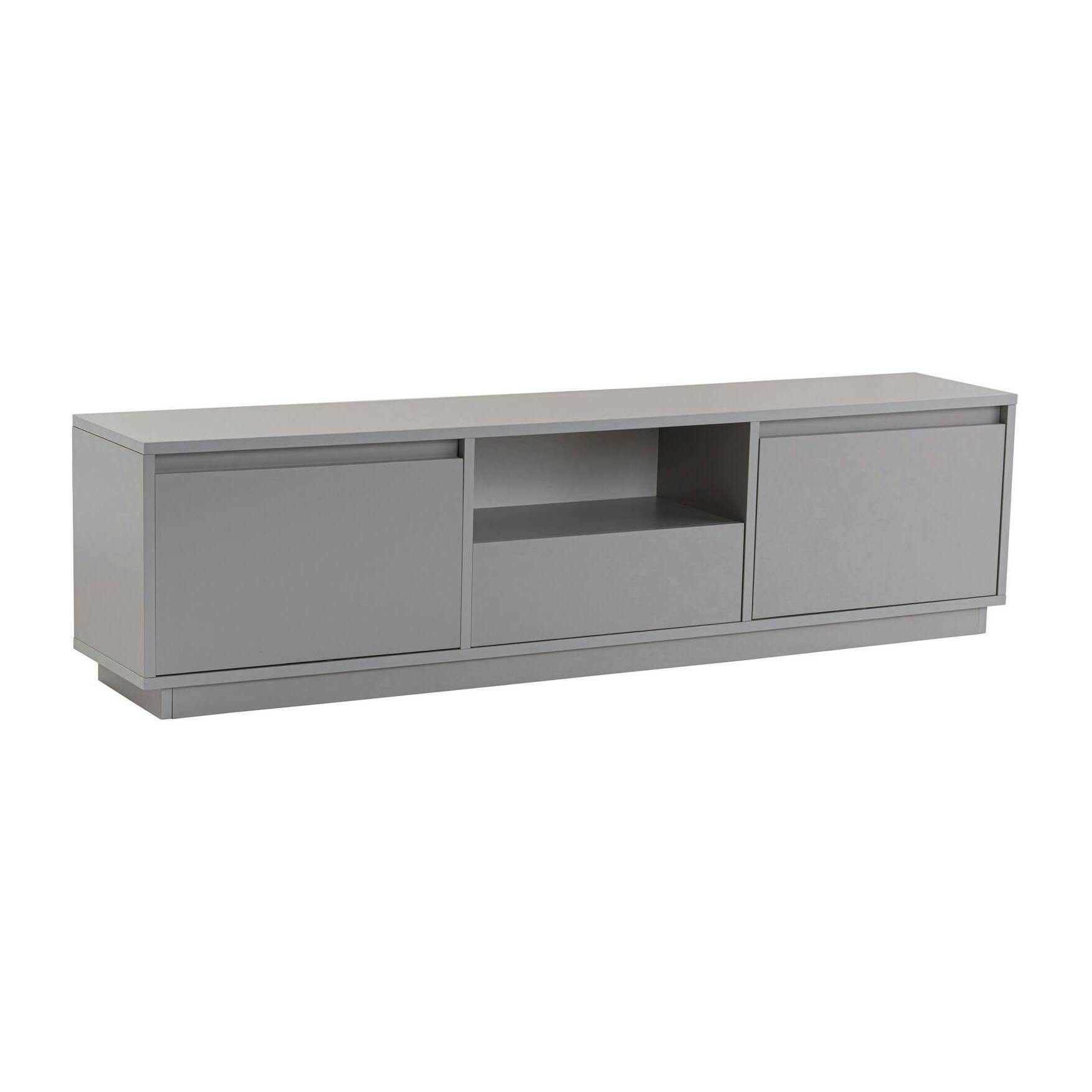 Meuble TV avec rangement - gris effet laque MARFA