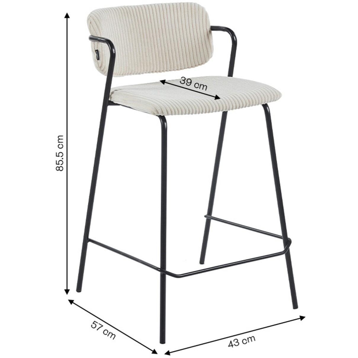 Lot de 2 tabourets de bar en velours côtelé - JONES