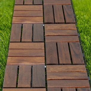 Lyva - Pavimento da Esterno con Clip 30x30 cm 10 Piastrelle per Giardino Patio Terrazza in Legno di Acacia