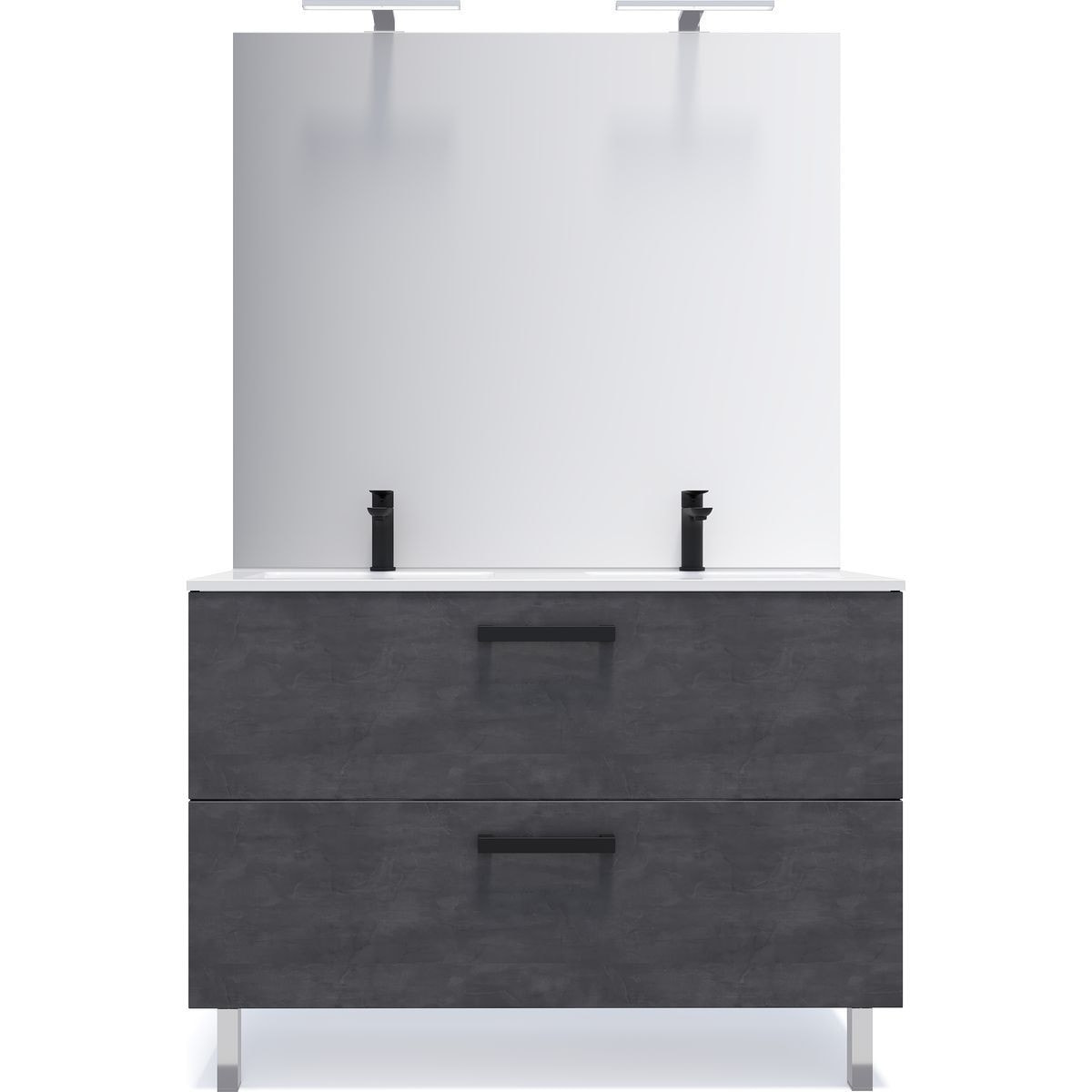 Meuble salle de bain double vasque 2 tiroirs - CHELSEA