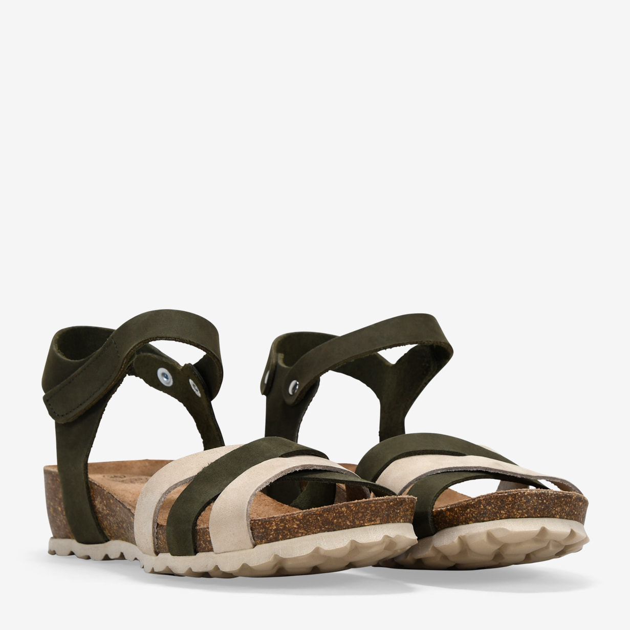 Sandalias verdes con cuña de corcho