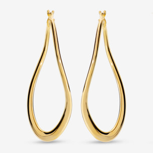 Orecchini a Cerchio Ovali in Argento 925 placcato Oro Giallo 18Kt Design Onda
