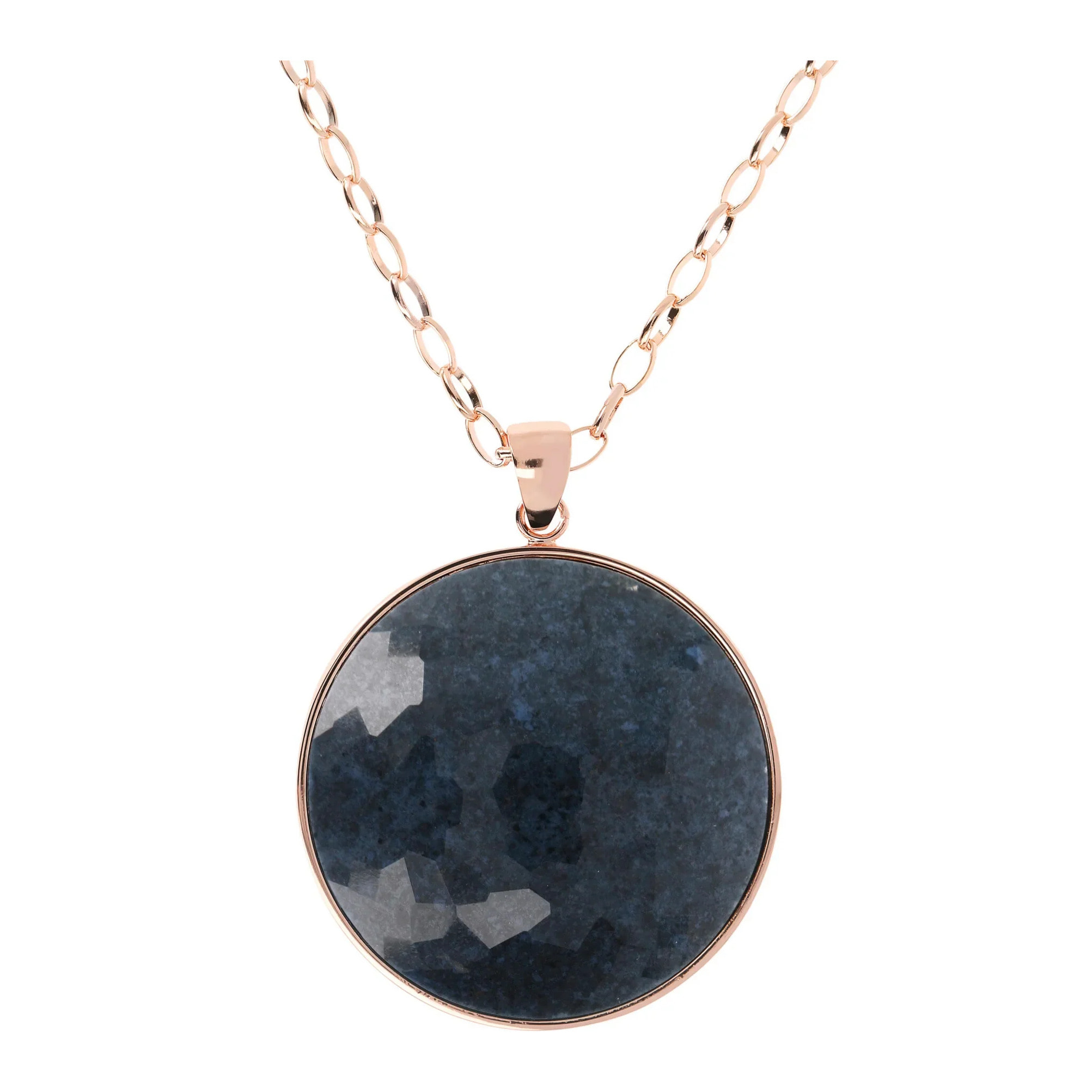 Collana Lunga con Maxi Pendente in Pietra Naturale Sfaccettata Onice Nero