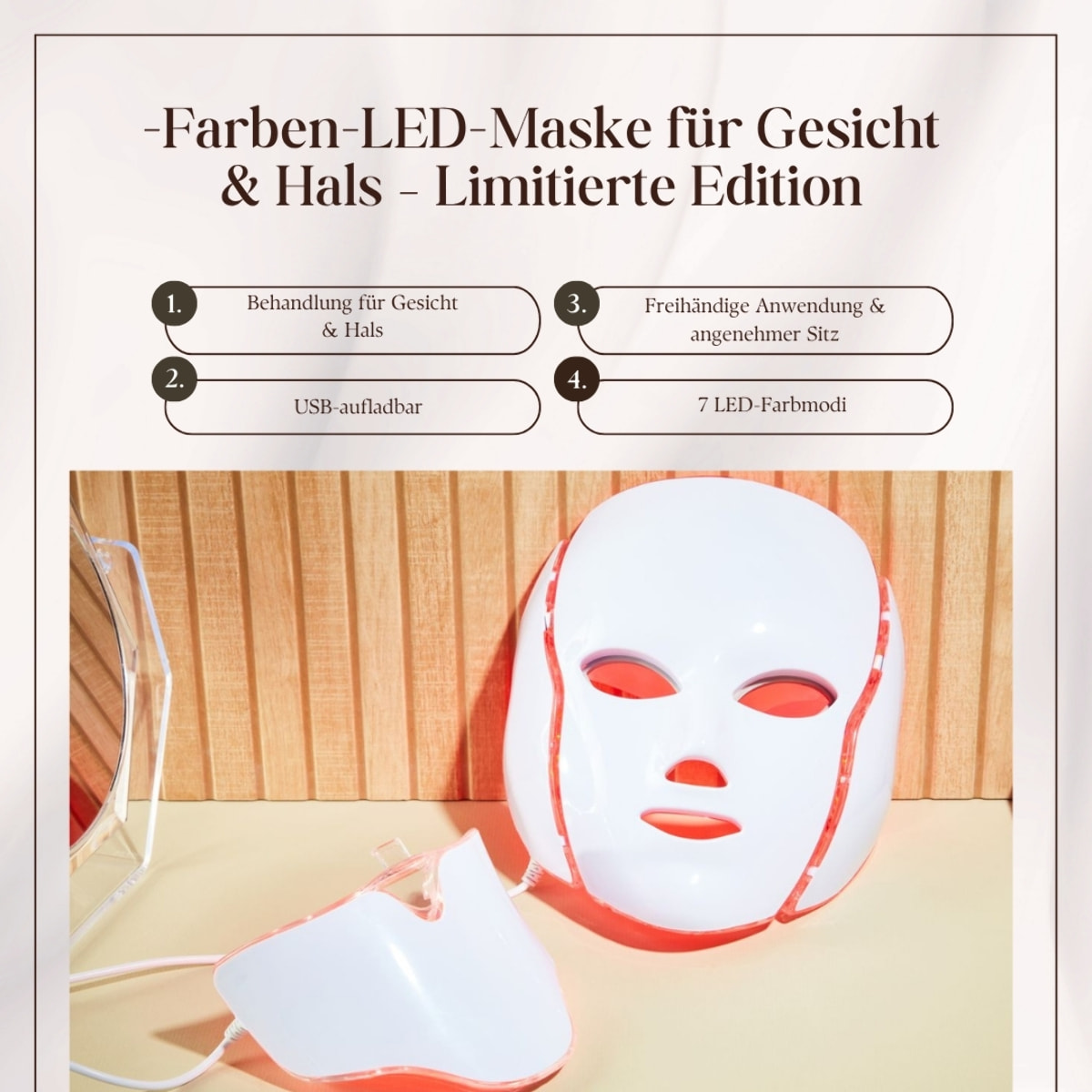 Máscara LED de 7 colores para rostro y cuello – Edición limitada