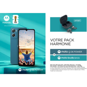 Smartphone MOTOROLA Pack G06 Power 4G 256Go Bleu + Moto Buds Bass
