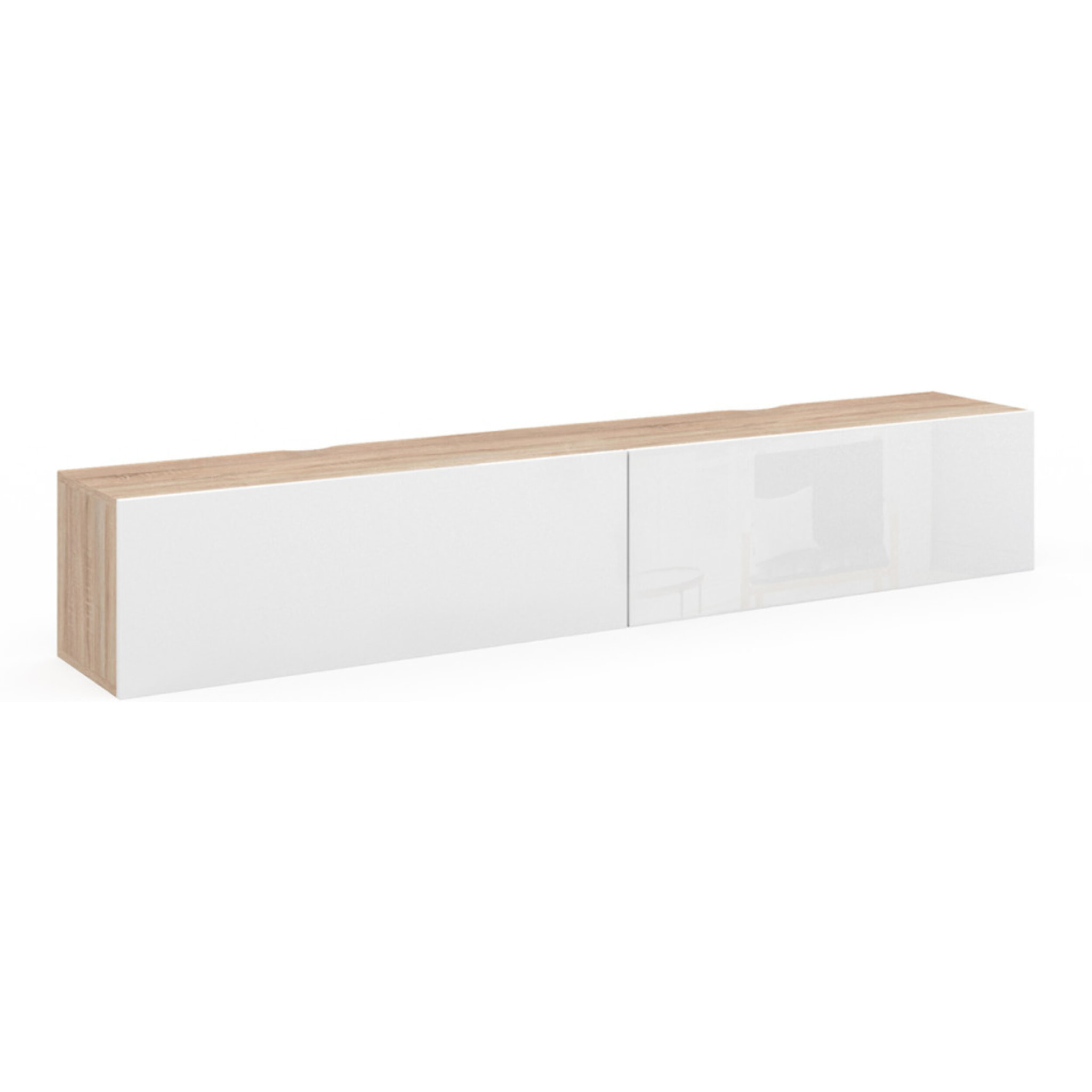 Meuble TV suspendu Michigan bois et blanc 180cm