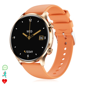 DAM Smartwatch QS40 con llamadas Bluetooth, notificaciones push. Múltiples modos deportivos, monitores de salud. 4,4x1,05x3,7 Cm. Color: Naranja