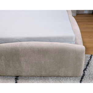 Carla - lit coffre - 180x200 cm - en velours texturé - sommier inclus - Beige