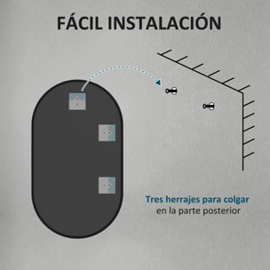 Espejo de Baño Ovalado 40x70 cm con Marco de Aluminio Espejo de Pared Decorativo Horizontal o Vertical para Salón Entrada Pasillo Negro