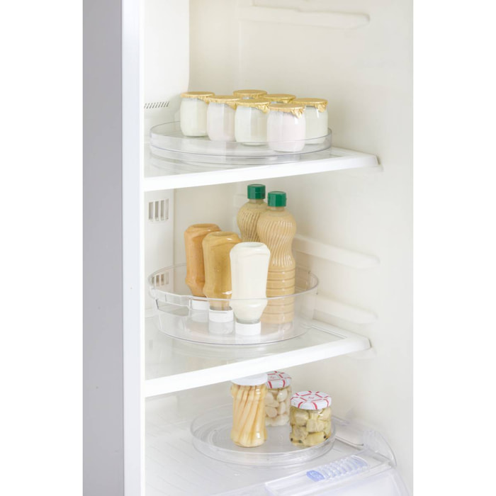 Organiseur rotatif Smart fridge D29cm transparent avec anses