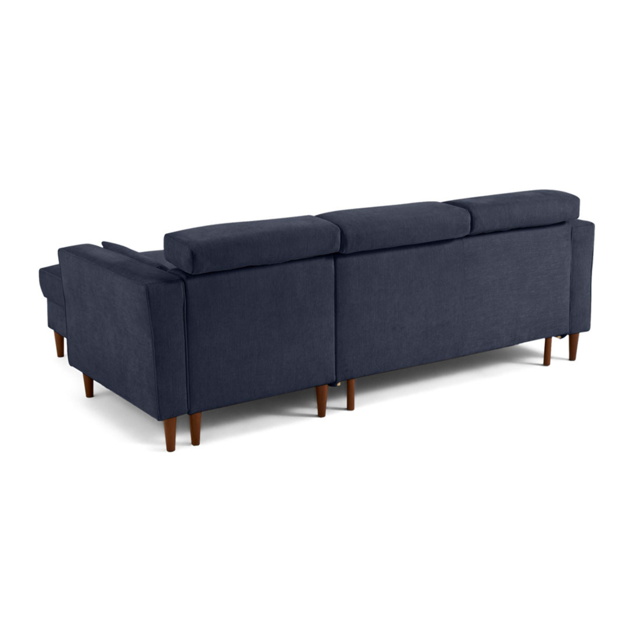 Alicante - canapé d'angle réversible convertible avec têtières - coffre - 4 places - en tissu texturé - Bleu marine