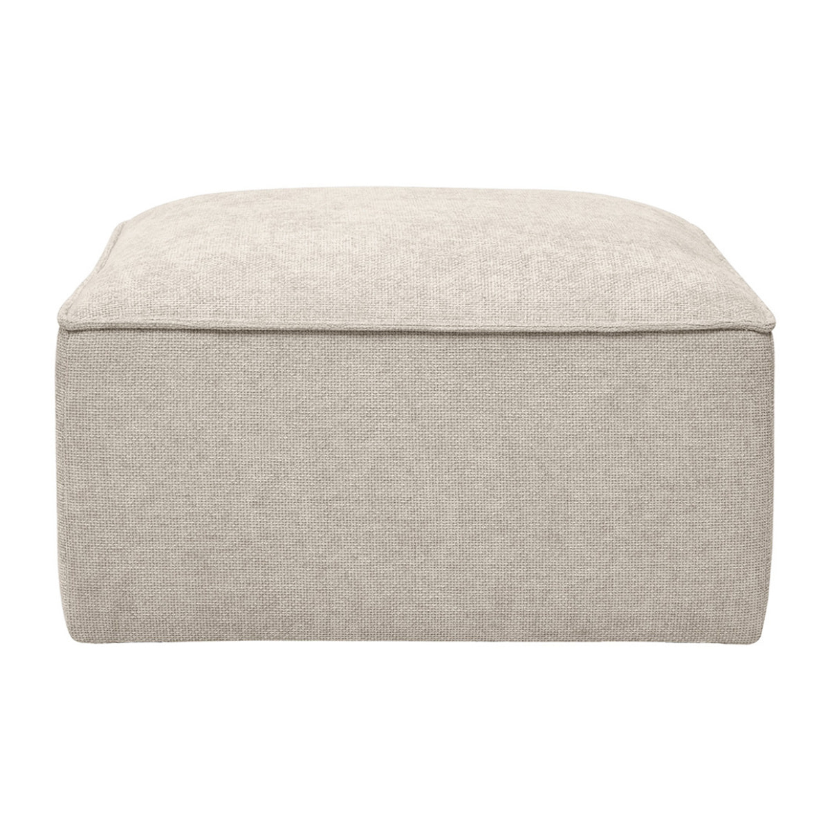 Pouf repose pieds en tissu effet velours texturé beige KERRY
