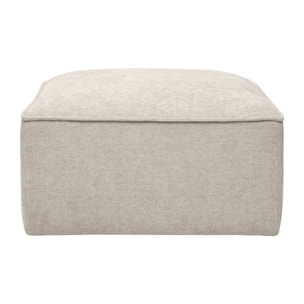 Pouf repose pieds en tissu effet velours texturé beige KERRY