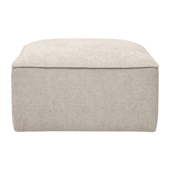 Pouf repose pieds en tissu effet velours texturé beige KERRY