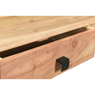 Console avec rangements 2 tiroirs en bois massif et métal noir L80 cm GRENELLE