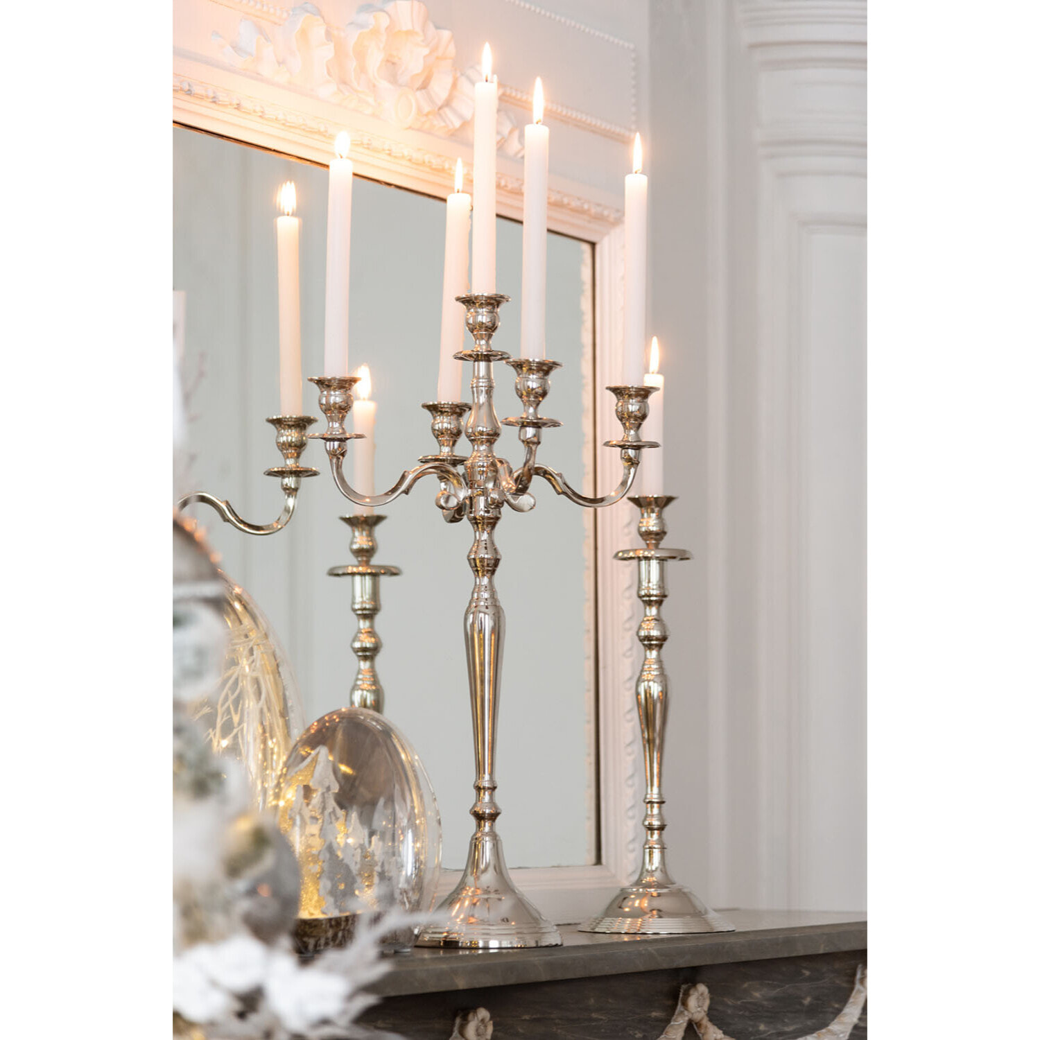 J-Line Candleholder Classic Aluminium Silver Large