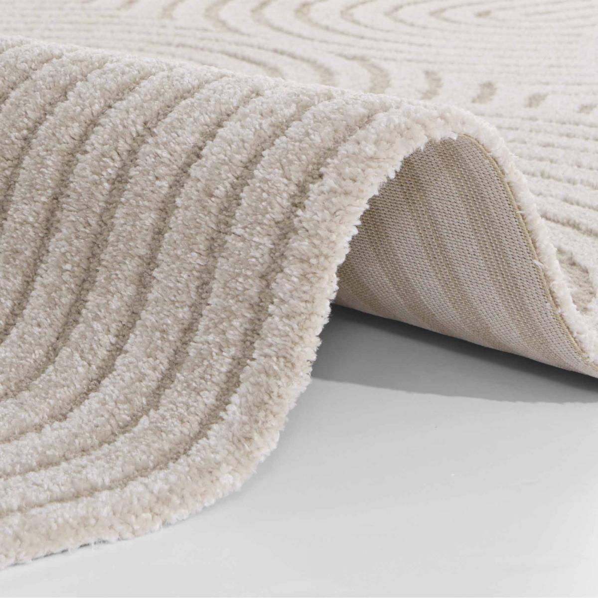 Tapis salon, motif géométrique, texture relief, LYM 1 chaleureux