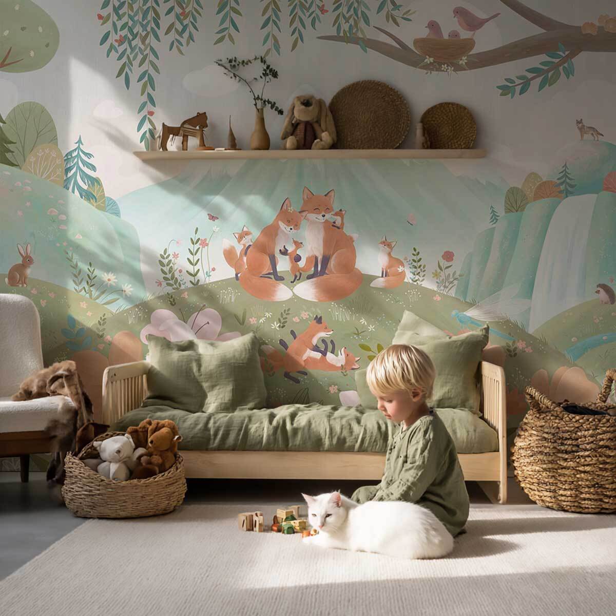 Papier peint renard chambre enfant Intissé