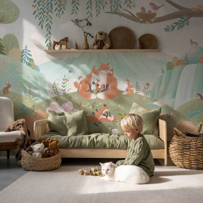 Papier peint renard chambre enfant Intissé