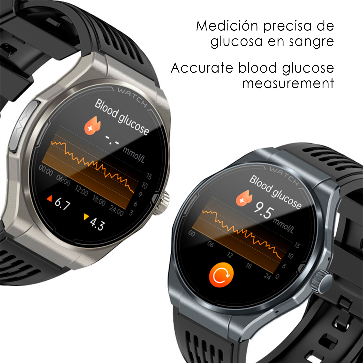 Smartwatch JA03. Llamadas Bluetooth con funciones avanzadas de salud: ECG, lípidos, glucosa, oxígeno en sangre, tensión arterial, composición sanguínea y composición corporal.