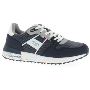 Armata di Mare Scarpe Uomo Sneakers Vintage Running con Soletta Rimovibile in Memory Foam AMU S25N717 Navy Light Grey