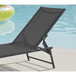 Lot de 4 bains de soleil en acier - pliable - gris anthracite - SARAGOSSE