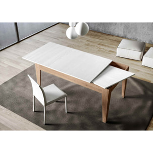 Mesa extensible 90x160/220 cm Cico Mix tapa Fresno Blanco patas Roble Natural