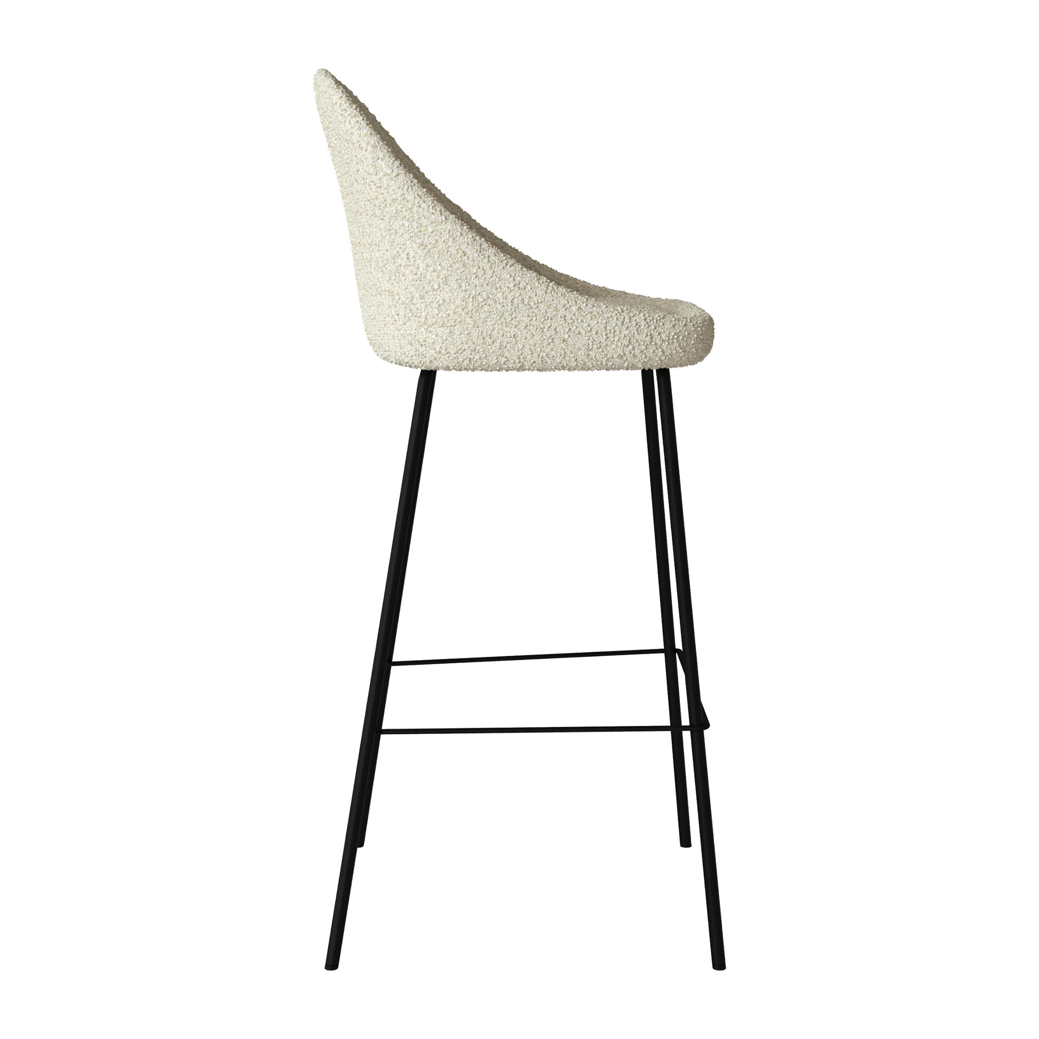 Lot de 2 chaises de bar en tissu bouclette blanche 75 cm - Misty