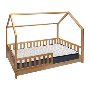 Set de cama infantil cabaña ''bosco'' + colchón zent roller 90x190cm (altura 17cm), transpirable, adaptable y atérmico