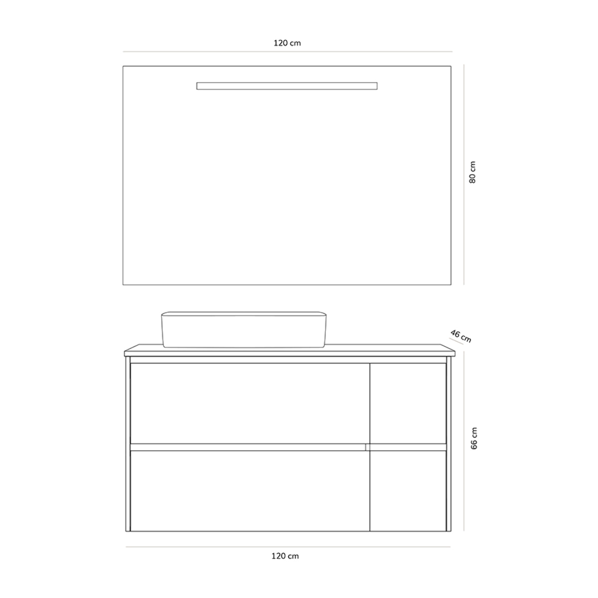 Conjunto mueble de baño JOB TOP Alday, 120cm, Nature