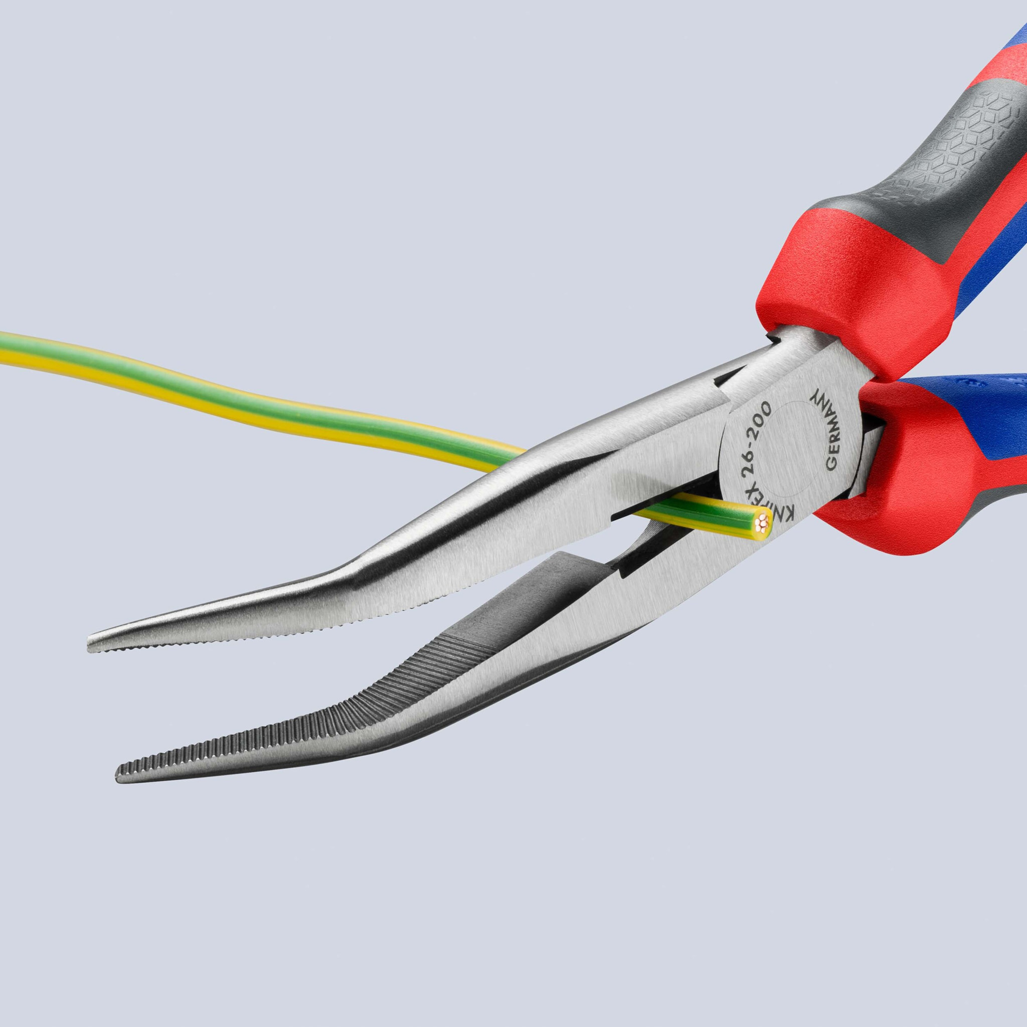 Pince à bec coudé demi-rond 200 mm - KNIPEX - Angle de 40°- 26 22 200