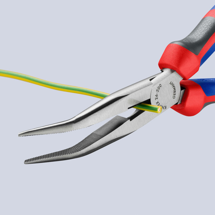 Pince à bec coudé demi-rond 200 mm - KNIPEX - Angle de 40°- 26 22 200